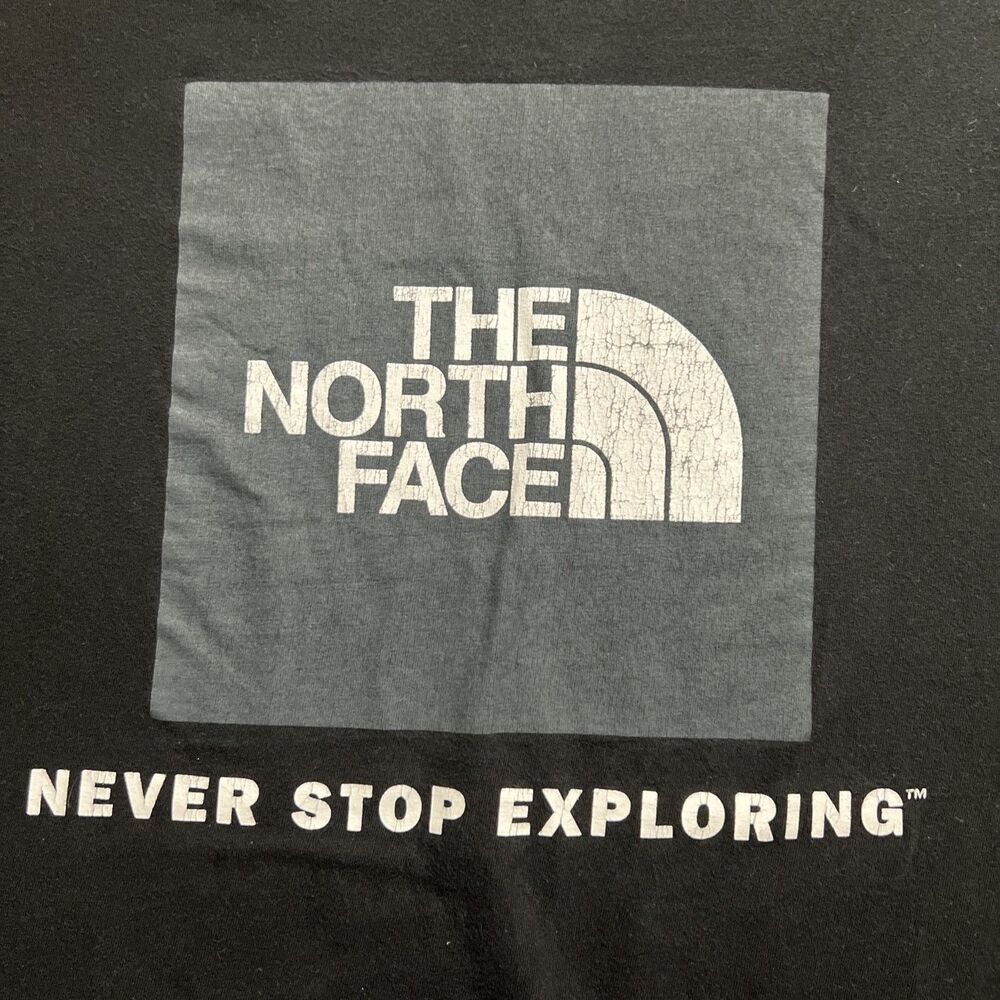 The North Face Mens Black Never Stop Exploring Box Logo Graphic T-Shirt Medium